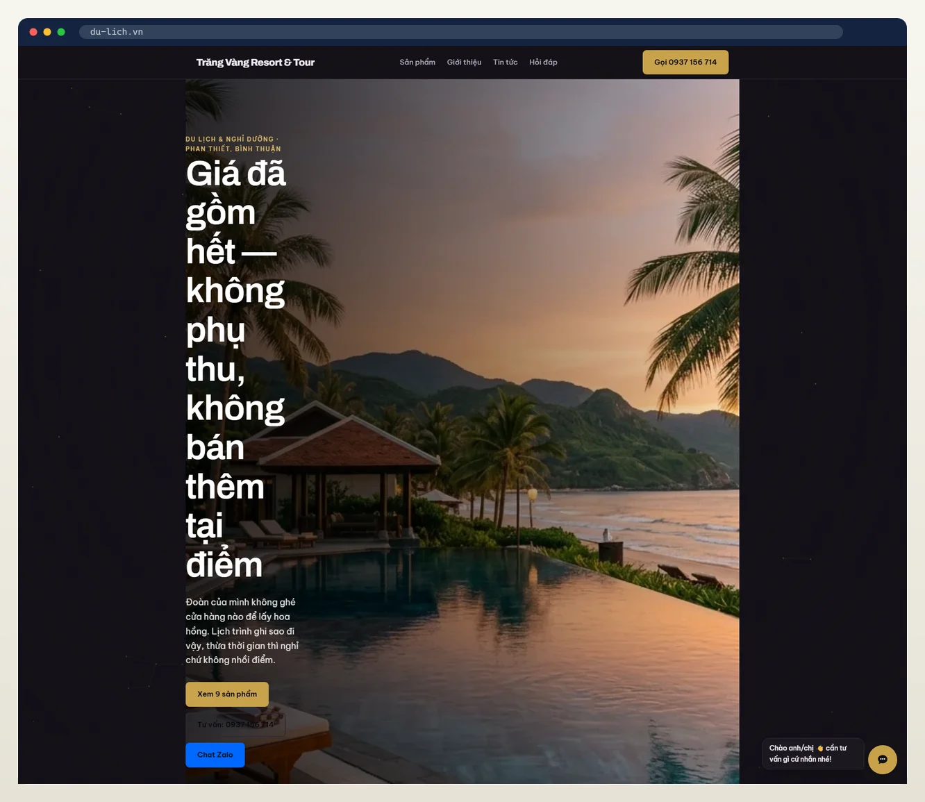 Ảnh chụp web đầy đủ ngành du lịch / resort do 7MAR dựng