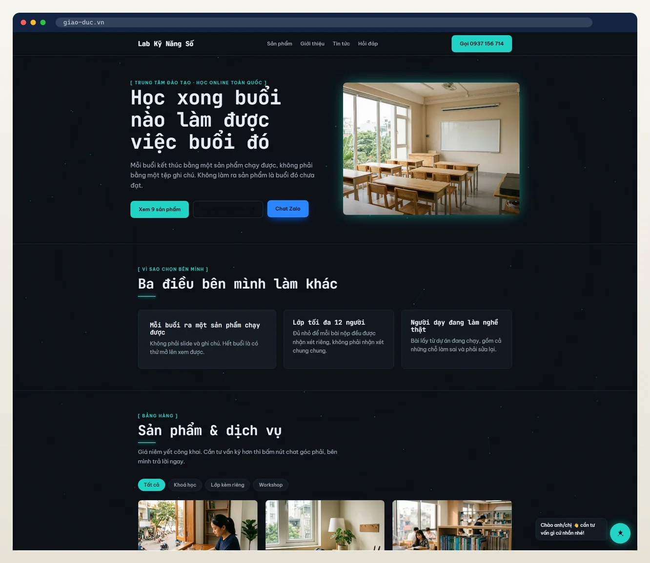 Ảnh chụp web đầy đủ ngành giáo dục / trung tâm do 7MAR dựng