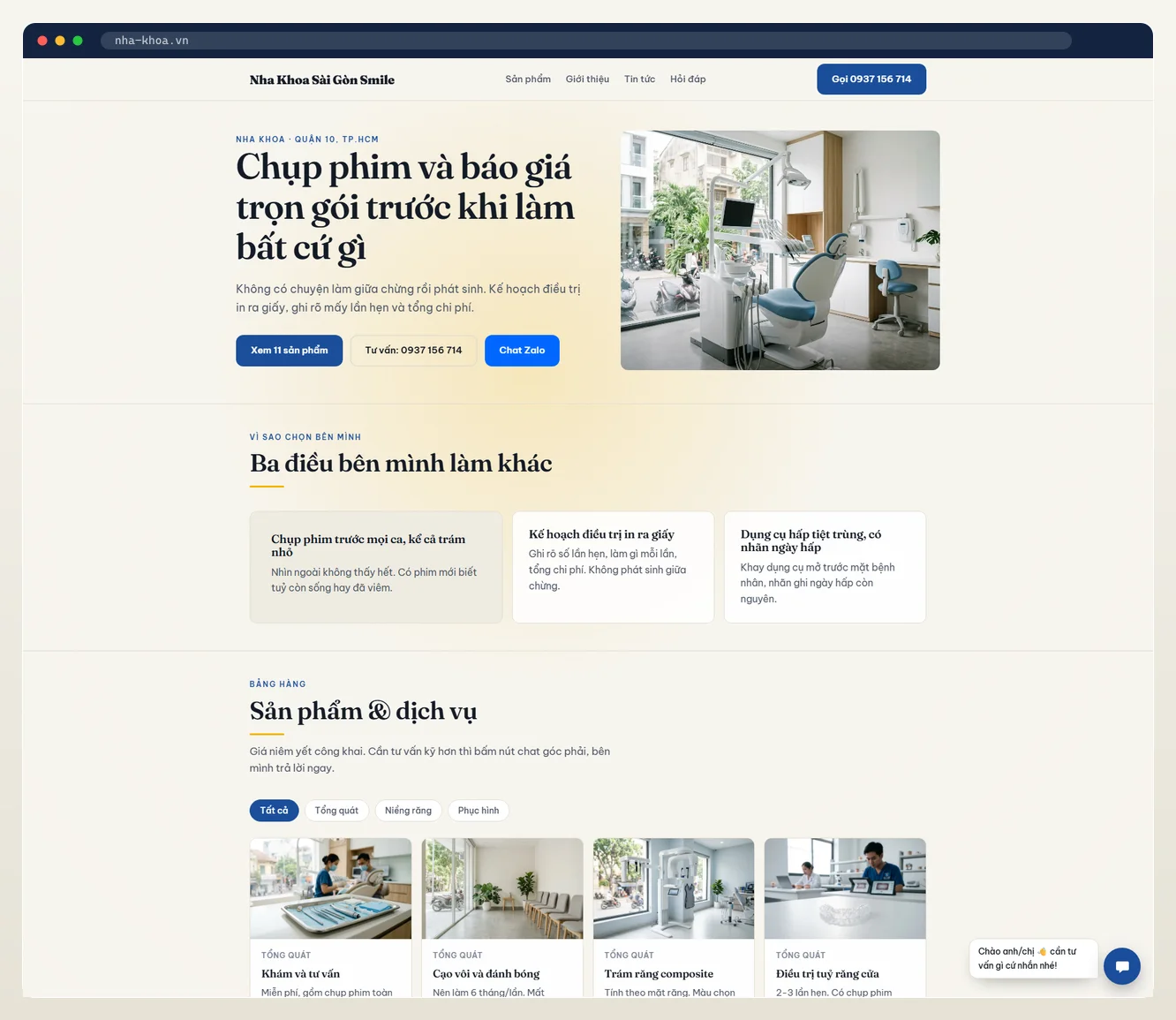 Ảnh chụp web tự vận hành ngành nha khoa / phòng khám do 7MAR dựng